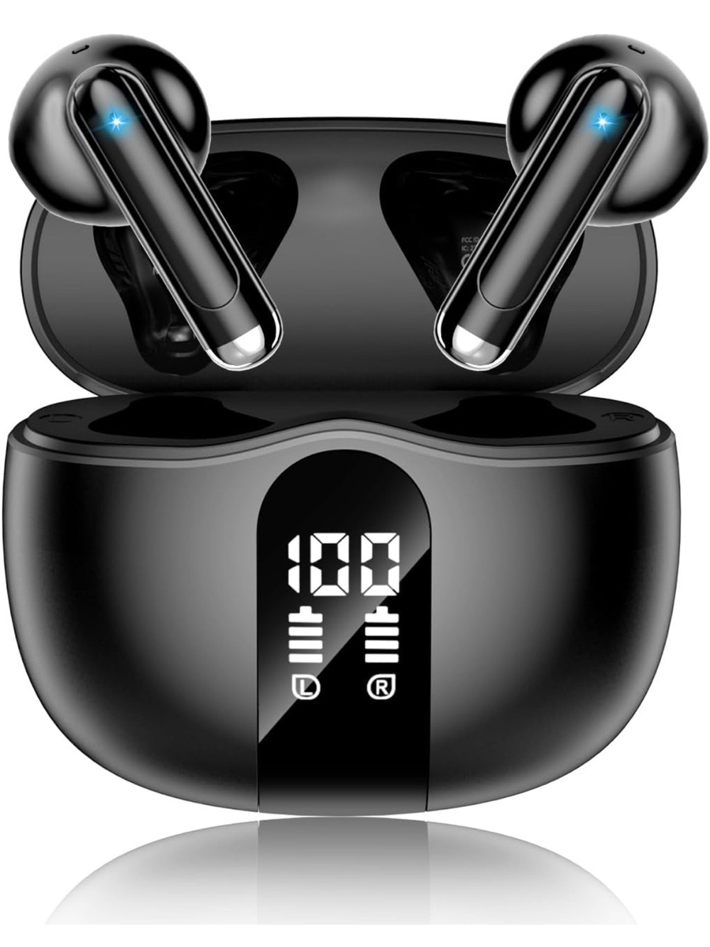 Wireless True Bluetooth Earbuds with Charging Case - Black